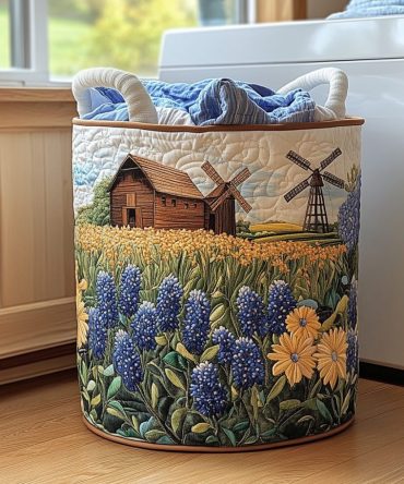 Garden Light Quilted Laundry Hamper — Bright Botanical Collapsible Fabric Basket With Durable Handles, Stylish Organizer For Home & Apartment Living