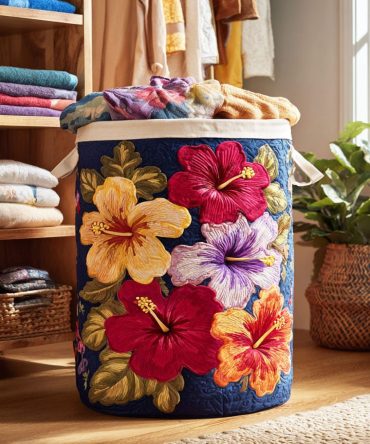 Garden Mix Quilted Laundry Hamper — Mixed Floral Patchwork Foldable Laundry Organizer With Handles , Charming Home & Dorm Storage Solution