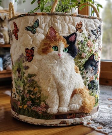 Garden Muse Quilted Laundry Hamper — Elegant Floral Fabric Basket, Collapsible & Washable Laundry Storage For Stylish Homes