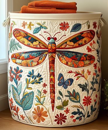 Garden Spirit Quilted Laundry Hamper — Botanical Print Foldable Laundry Basket, Decorative Storage Bin With Handles For Patio & Home