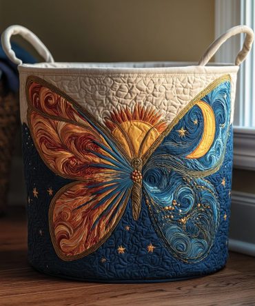 Garden Wings Quilted Fabric Hamper – Floral Collapsible Laundry Basket With Soft Quilting & Sturdy Handles, Decorative Storage For Bedroom Or Closet