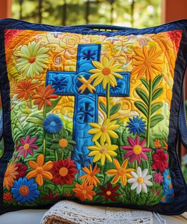 Garden Of Grace Quilted Decorative Pillow Cover — Elegant Floral Throw Pillowcase For Traditional, Cottage & Romantic Interiors