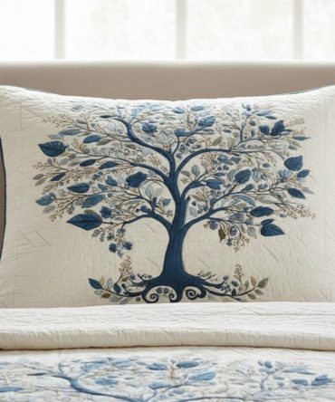 Blue Serenity Quilted Pillowcase — Calming Coastal Blue Bedding Accent, Soft Lightweight, Hypoallergenic & Machine Washable