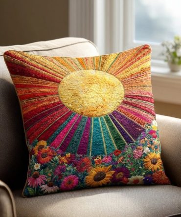Gentle Circle Quilted Throw Pillow Cover — Subtle Minimalist Design For Modern, Scandinavian & Cozy Home Interiors