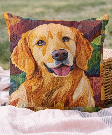 Gentle Golden Quilted Pillow Cover - Soft Honey Tones Decorative Case, Microfiber Quilted Accent Pillowcase For Living Room & Bedroom