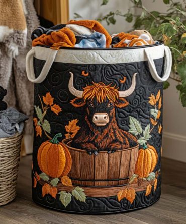 Gentle Grazer Quilted Laundry Hamper — Whimsical Animal Print Fabric Basket, Soft Padded Sides, Foldable Storage For Nursery & Home