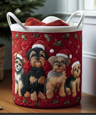 Gentle Paws Quilted Laundry Hamper — Soft Dog Paw Print Foldable Laundry Basket, Durable Cotton-Blend, Ideal Nursery & Bedroom