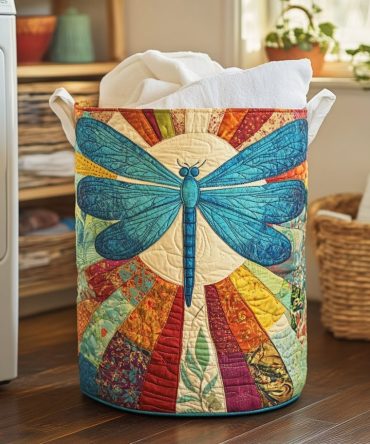 Gentle Wings Quilted Laundry Hamper – Soft Butterfly Print Storage Basket, Foldable Fabric Hamper With Reinforced Handles For Nursery