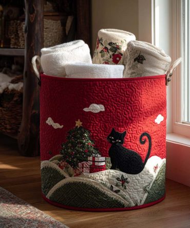 Gift Of Paws Quilted Laundry Hamper — Foldable, Durable Cotton-Blend Laundry Organizer With Carry Handles , Cute Paw-Print Home Decor