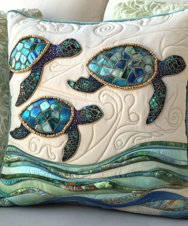 Gilded Ocean Journey Quilted Pillow Case — Luxury Beach-Style Decorative Cover, Durable Cotton-Blend, Hypoallergenic & Easy Care