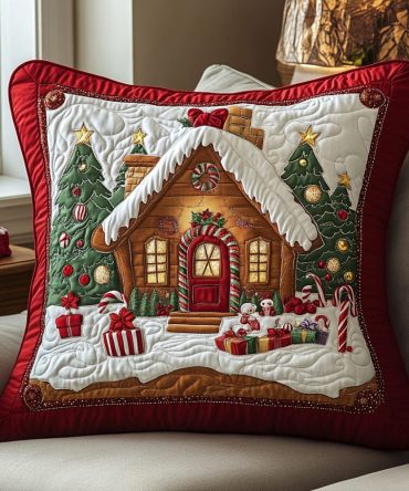 Ginger Snap Quilted Pillow Cover — Warm Ginger-Toned Quilted Decorative Pillowcase For Inviting Holiday & Everyday Comfort