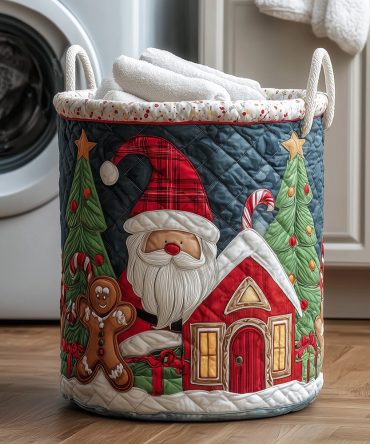 Gingerbread Magic Quilted Holiday Laundry Basket - Festive Foldable Hamper With Sturdy Handles For Seasonal Decor