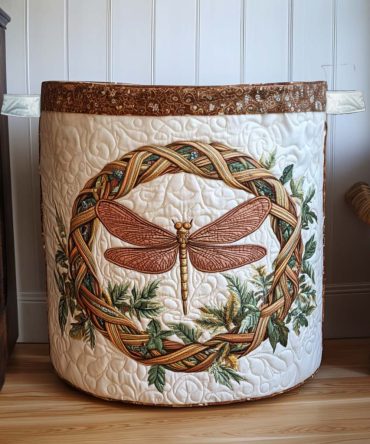 Sparkling Quilted Laundry Hamper — Glimmer Wings Motif , Large Foldable Decorative Basket With Handles, Soft Fabric & Machine-Friendly