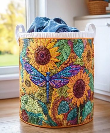 Glimmerwing Quilted Laundry Hamper — Sparkling Butterfly Foldable Laundry Basket, Washable Quilted Cotton Storage With Sturdy Handles