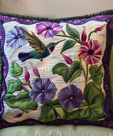 Glorious Gardens Quilted Botanical Throw Pillow Cover — Reversible Floral Sham, Soft Cotton Blend For Bed, Sofa & Patio Accents
