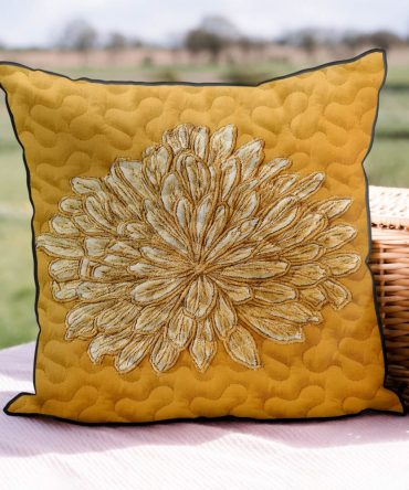 Golden Bloom Quilted Floral Pillow Cover — Elegant Sunflower-Inspired Accent, Soft Quilted Texture For Stylish Home Decor