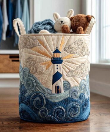 Golden Coast Glow Quilted Laundry Hamper — Coastal Gold Fabric Laundry Basket, Durable Collapsible Home Organizer