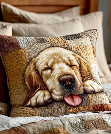 Golden Dreams Quilted Pillow Cover — Luxe Metallic Accent Throw Pillowcase, Warm Gold Tones For Elegant Living Room & Bedroom Decor
