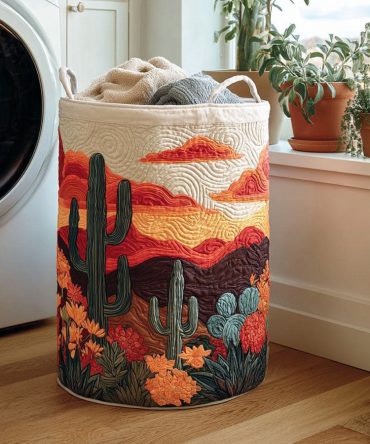 Golden Dunes Quilted Hamper — Large Foldable Laundry Organizer With Reinforced Handles & Soft Cotton-Blend Liner For Modern Homes