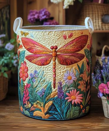 Golden Fern Quilted Laundry Hamper – Elegant Fern Quilted Fabric Basket With Durable Handles, Collapsible Home Storage & Decorative Hamper