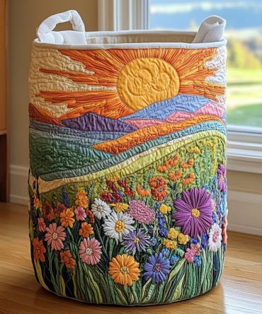 Golden Field Quilted Laundry Hamper - Elegant Quilted Fabric Laundry Basket With Reinforced Handles, Large Capacity Foldable Storage Bin