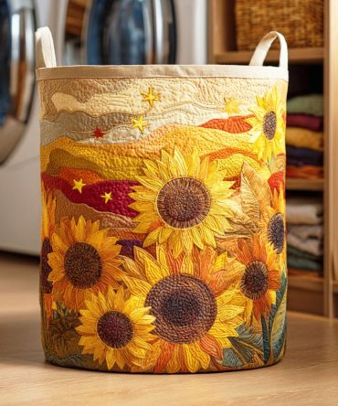 Golden Field Quilted Laundry Hamper - Rustic Decorative Fabric Basket With Handles , Large Capacity, Sturdy Base & Easy-Care Liner
