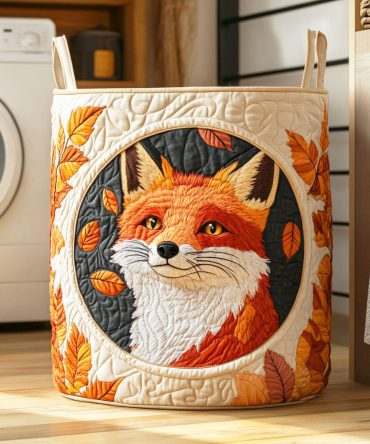 Golden Fox Path Quilted Laundry Hamper — Woodland-Inspired Collapsible Laundry Basket With Soft Quilting And Sturdy Handles For Cozy Home Storage