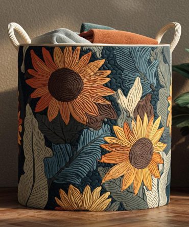 Premium Quilted Laundry Hamper — Golden Garden Print, Collapsible Decorative Fabric Basket With Handles & Big Capacity