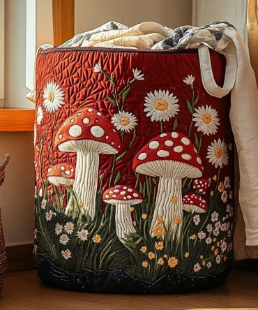 Golden Grove Quilted Laundry Hamper — Warm Botanical Fabric Laundry Bin, Collapsible Quilted Storage With Sturdy Handles & Washable Liner — Shop Now