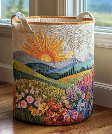 Golden Hills Quilted Laundry Hamper – Warm Toned Collapsible Fabric Basket With Handles For Stylish Storage & Organization