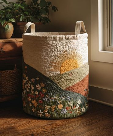 Golden Hills Quilted Laundry Basket — Premium Fabric Hamper For Stylish Home & Nursery Storage With Reinforced Handles
