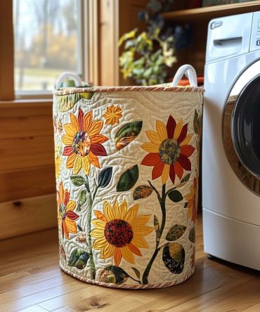 Golden Hour Quilted Fabric Hamper – Elegant Collapsible Laundry Basket With Warm Tones, Machine-Washable Fabric & Strong Handles For Stylish Storage