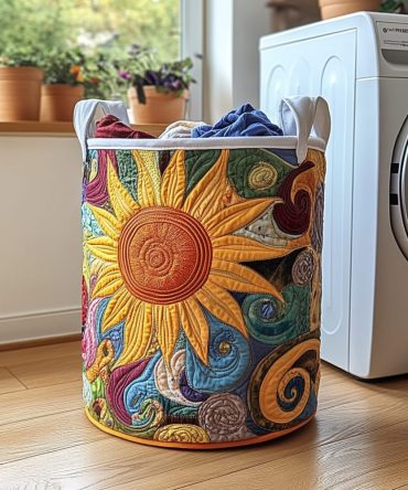 Golden Light Quilted Laundry Hamper — Warm-Toned Foldable Cotton Basket With Handles, Spacious & Machine-Friendly