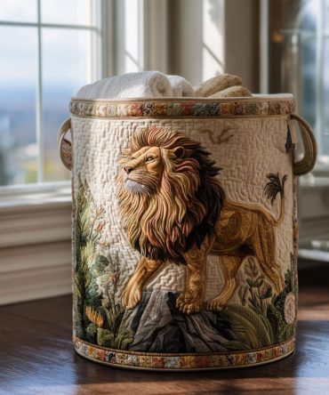 Golden Mane Quilted Laundry Hamper – Luxe Animal-Print Foldable Laundry Basket With Washable Liner, Durable Handles & Large Capacity