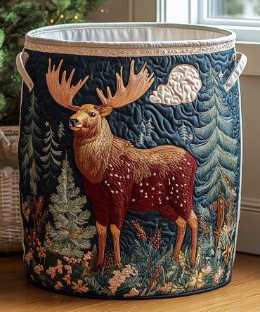 Golden Moose Quilted Laundry Hamper — Luxe Rustic Foldable Laundry Basket With Reinforced Handles For Stylish Bedroom & Living Spaces