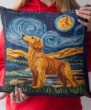 Golden Night Dreams Quilted Pillow Cover - Elegant Evening Tones Decorative Pillowcase, Soft Quilt Stitching, Easy Care Microfiber