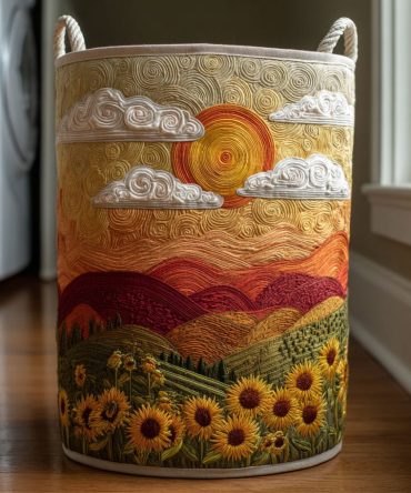 Golden Path Quilted Storage & Laundry Hamper — Spacious Foldaway Fabric Basket With Reinforced Handles For Stylish Home Storage