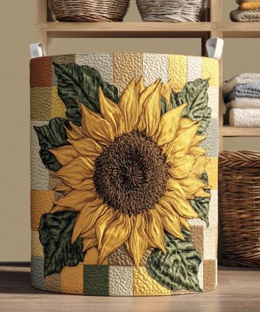 Golden Petals Quilted Laundry Basket – Large Foldable Fabric Hamper With Reinforced Handles & Removable Washable Liner For Stylish Storage