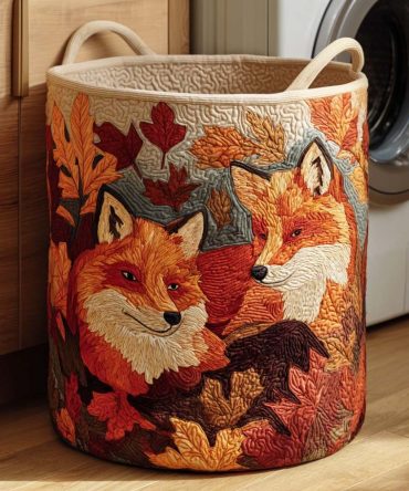 Golden Prowler Quilted Laundry Hamper — Elegant Cat Silhouette Fabric Basket, Large Collapsible Laundry Organizer With Reinforced Handles
