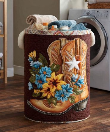 Golden Rodeo Quilted Laundry Hamper — Premium Gold-Accent Quilted Basket With Removable Liner, Lightweight Collapsible Laundry Bin