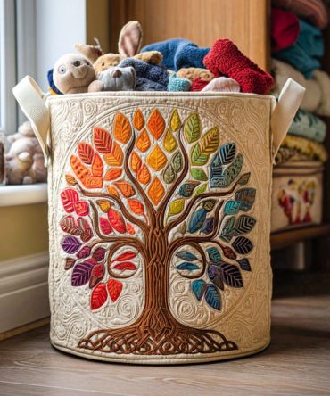Golden Roots Patterned Quilted Laundry Hamper — Large Foldable Fabric Laundry Basket With Sturdy Handles, Reinforced Base And Stylish Home Storage