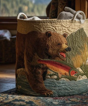 Golden Stream Hunter Quilted Storage Hamper — Outdoorsy Foldable Laundry Basket, Water-Resistant Organizer For Cabin, Fishing Gear & Linens