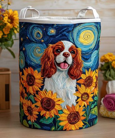Sunflower Spirit Quilted Laundry Hamper - Bright Golden Floral Fabric Basket, Collapsible & Breathable For Closet And Nursery