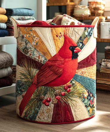 Golden Sunrise Quilted Laundry Hamper - Chic Decorative Fabric Basket With Handles , Spacious, Durable & Easy-Maintenance Organizer