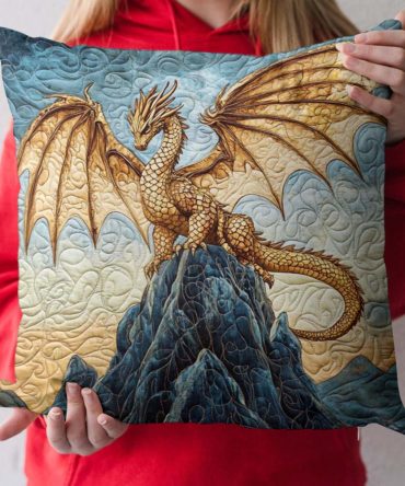 Golden Talon Quilted Pillow Cover — Luxe Metallic Accent Decorative Throw Pillowcase, Gold-Toned Quilting, Soft Cotton, Washable