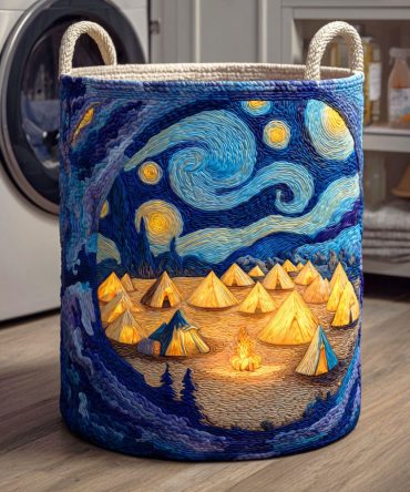 Golden Tent Quilted Laundry Hamper — Luxe Golden Motif Collapsible Laundry Basket With Durable Handles For Elegant Bedroom & Closet Organization