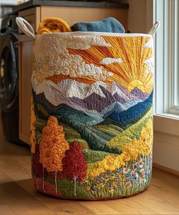 Golden Valley Quilted Laundry Hamper — Elegant Sun-Kissed Fabric Basket, Foldable With Strong Handles And Support Base