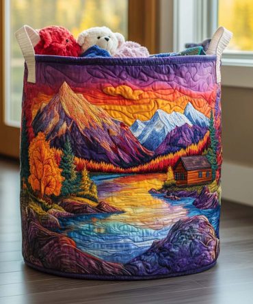 Golden Woods Quilted Laundry Hamper — Autumn Forest Pattern Collapsible Storage Basket, Durable Washable Organizer For Home