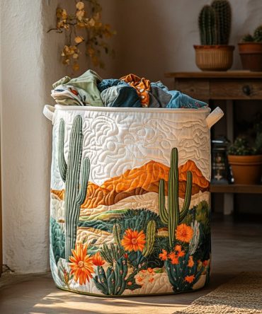 Green Glow Quilted Laundry Hamper — Eco-Inspired Green Fabric, Spacious Foldable Basket With Sturdy Handles For Stylish Storage