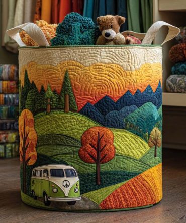 Green Journey Quilted Laundry Hamper — Eco-Inspired Foldable Laundry Organizer With Handles , Modern Green Patchwork Storage For Home & Dorm